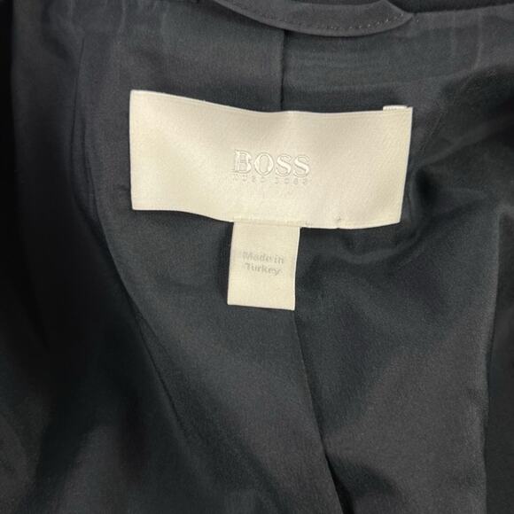 Hugo Boss Jaebina Navy Textured Asymmetrical Moto Blazer Jacket Size US 10 - Picture 4 of 9